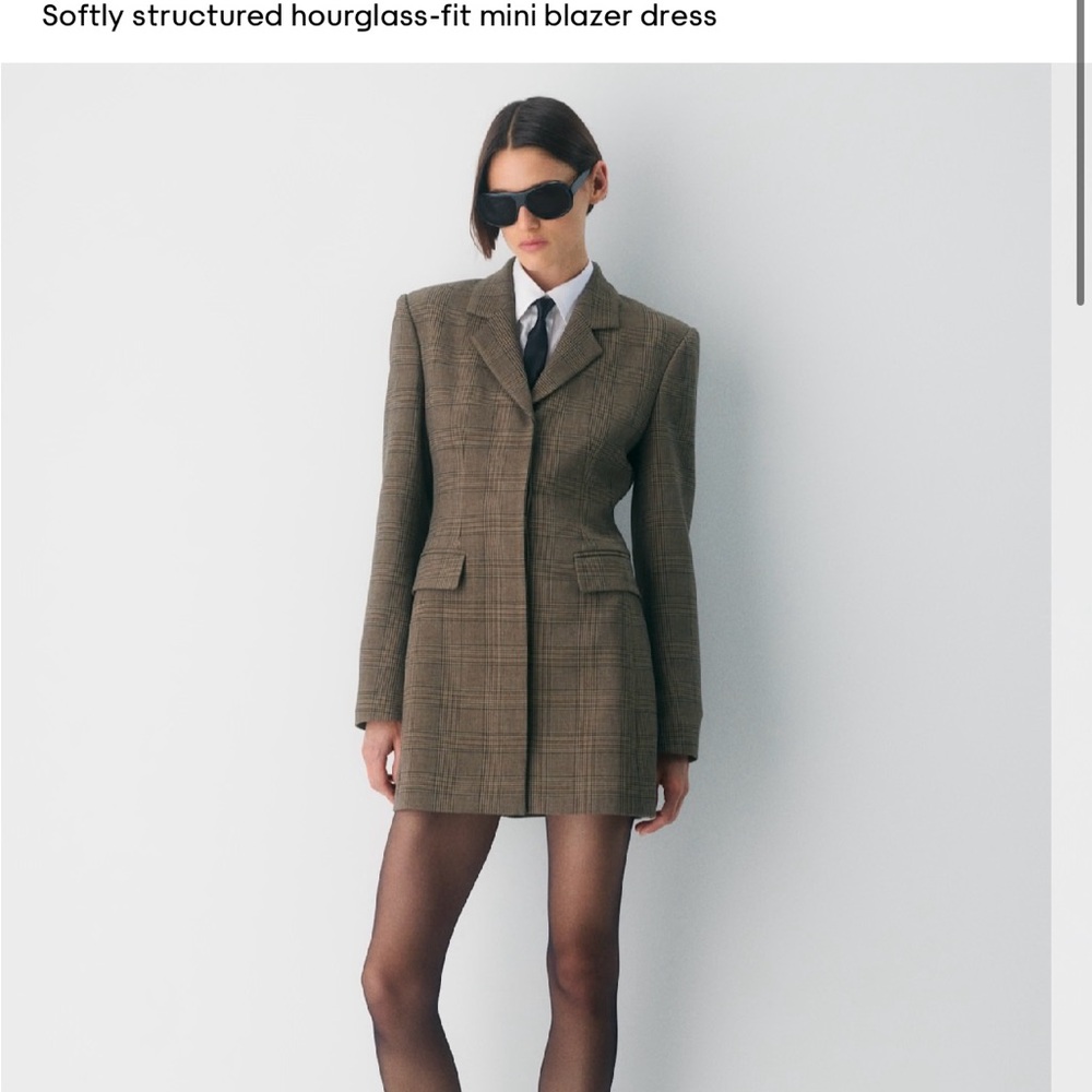 Brown Plaid Blazer Dress